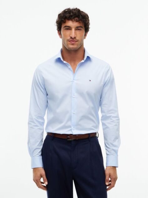 Blue Camasa Flex Slim Fit Din Poplin   Barbati