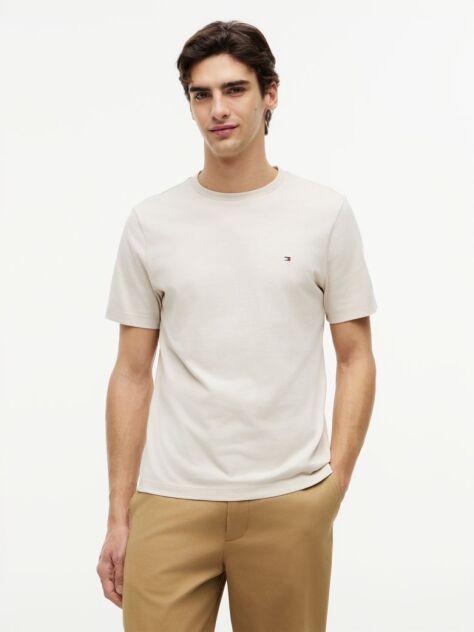 Bej Tricou Cu Broderie Steag  Barbati