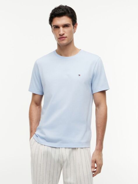 Blue Tricou Cu Broderie Steag  Barbati