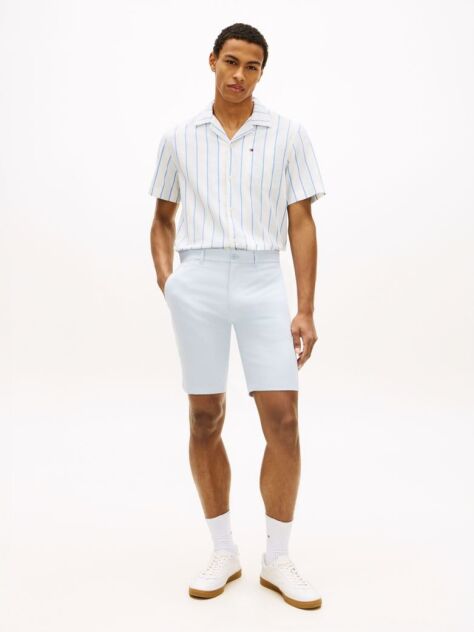 Blue Pantaloni Scurti Chino Denton Slim Cu Imprimeu Si Inseam De 9,5"  Barbati