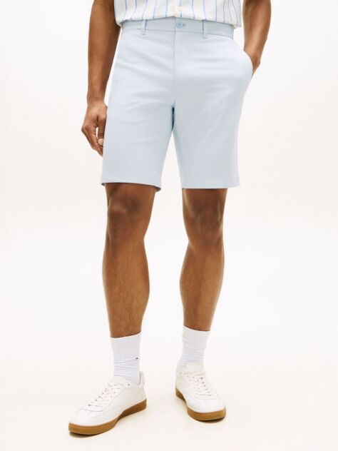 Blue Pantaloni Scurti Chino Denton Slim Cu Imprimeu Si Inseam De 9,5"  Barbati