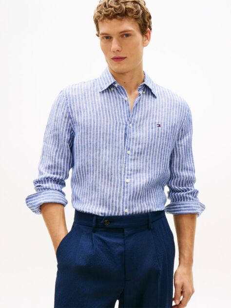 Multi Regular Fit Bengal Stripe Pure Linen Shirt  Men