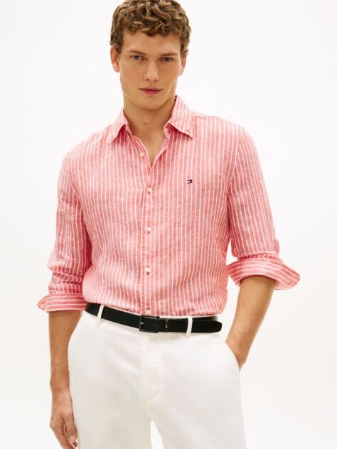 Multi Regular Fit Bengal Stripe Pure Linen Shirt  Men