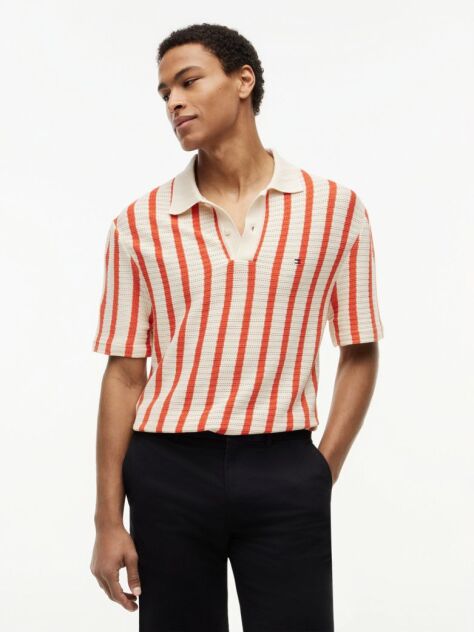 Multi Tricou Polo Cu Croiala Lejera Si Tricotaj Deschis  Barbati