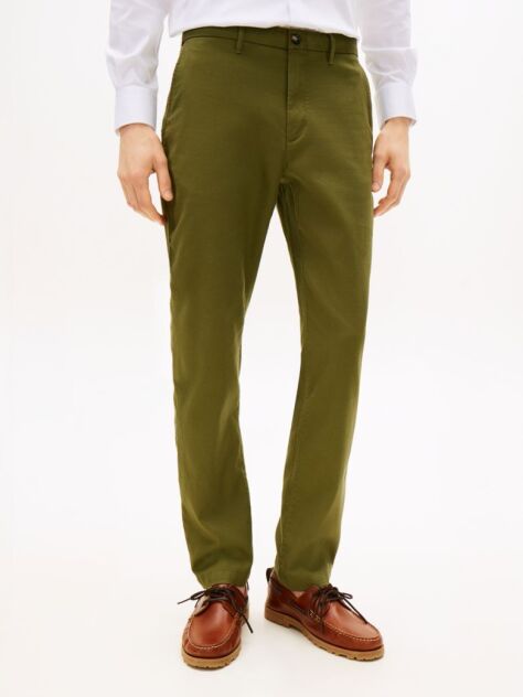 Verde Denton Honeycomb Pantaloni Chino Cu Croiala Dreapta  Barbati