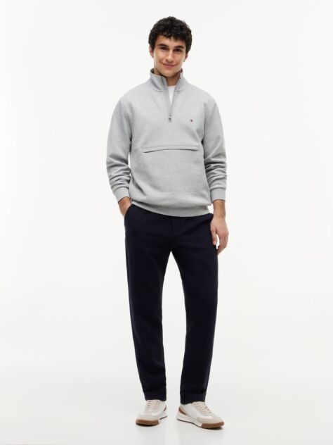 Gri Hanorac Fara Gluga Cu Intechno Tricotaj Si Fermoar Quarter-Zip  Barbati