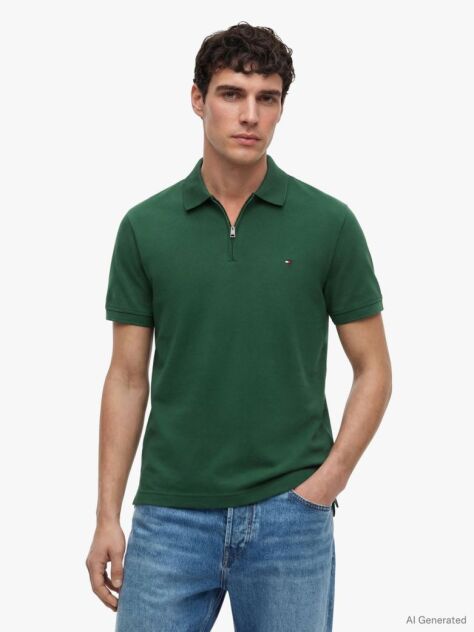 Verde Polo Cu Croiala Regular  Barbati