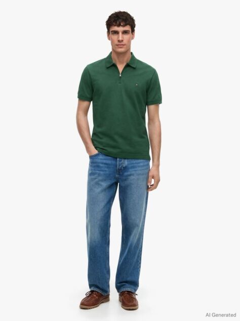 Verde Polo Cu Croiala Regular  Barbati