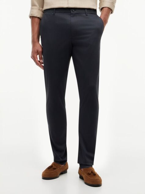 Blue Bleecker Slim Printed Structured Chinos  Men