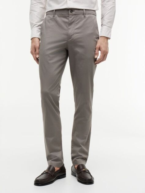 Grey Bleecker Slim Printed Structured Chinos  Men