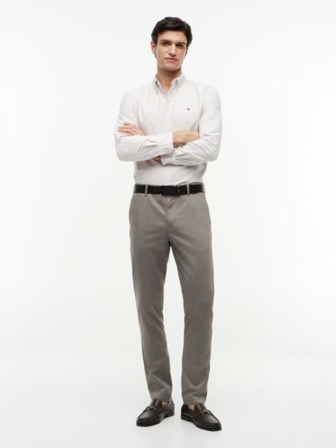 Grey Bleecker Slim Printed Structured Chinos  Men