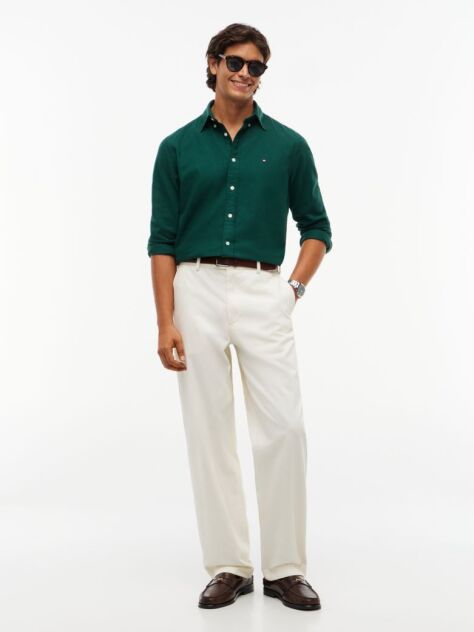 Verde Camasa Button-Down Cu Croiala Regular  Barbati