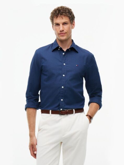 Blue Camasa Button-Down Dobby Cu Croiala Regular  Barbati