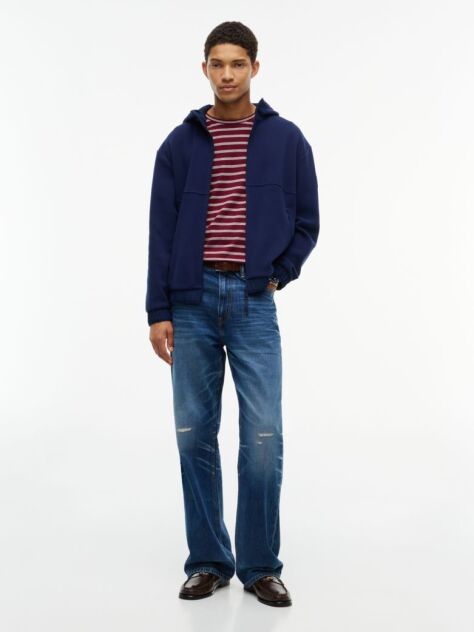 Blue Hanorac Fleece Performance Cu Croiala Lejera Si Fermoar  Barbati
