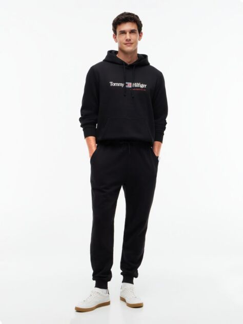 Negru Hanorac Cu Fleece Logo Si Cordon  Barbati
