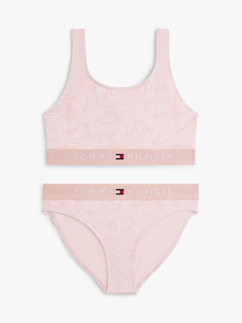 Pink Original Logo Print Bralette Bikini Set  Girls