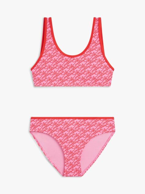 Pink Logo Print Bralette Bikini Set  Girls