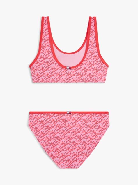 Pink Logo Print Bralette Bikini Set  Girls