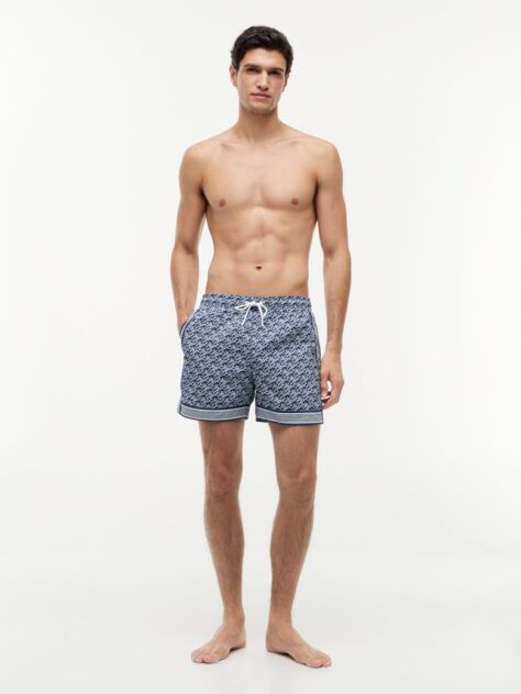 Blue Print Mid Length Swim Shorts  Men