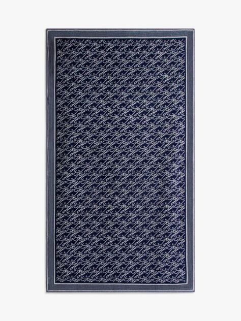 Blue Essential Logo Yarn Dyed Velour Beach Towel  Unisex