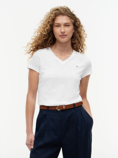 Alb Tricou Crew Neck Cu Logo Heritage  Femei