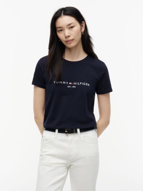 Blue Tricou Din Bumbac Organic Cu Logo  Femei