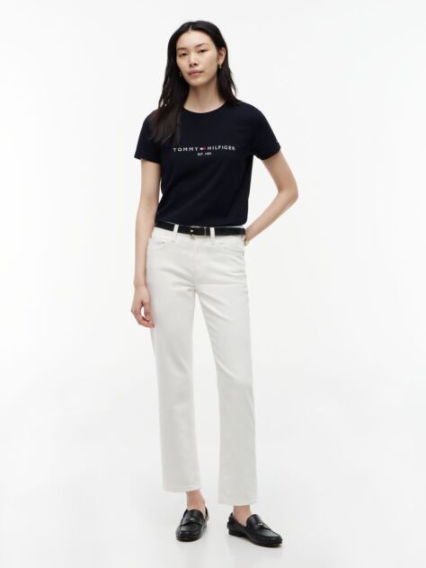 Blue Tricou Din Bumbac Organic Cu Logo  Femei
