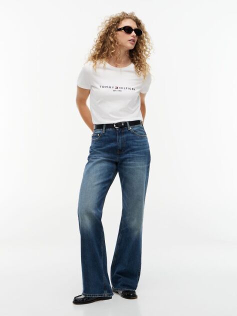 Alb Tricou Din Bumbac Organic Cu Logo  Femei