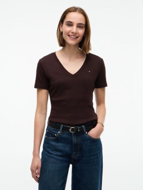 Maro Tricou Slim Fit Tricotat Cu Guler In V  Femei