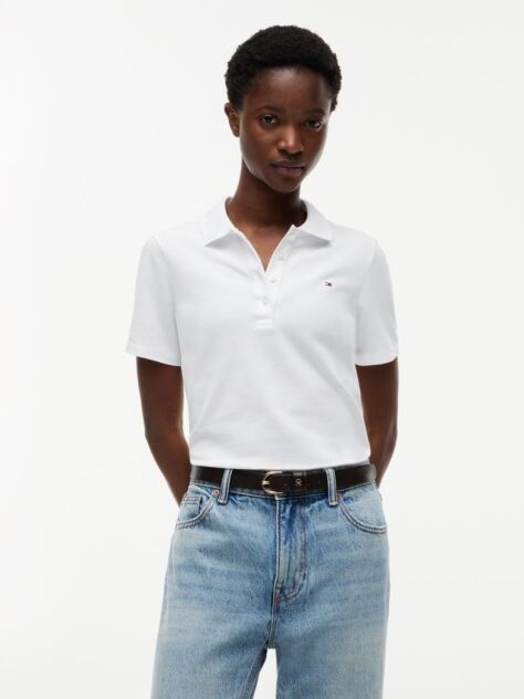 White 1985 Slim Pique Polo  Women