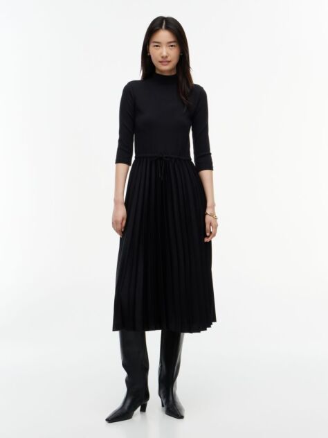 Negru Rochie Midi Plisata Cu Croiala Fit And Flare  Femei