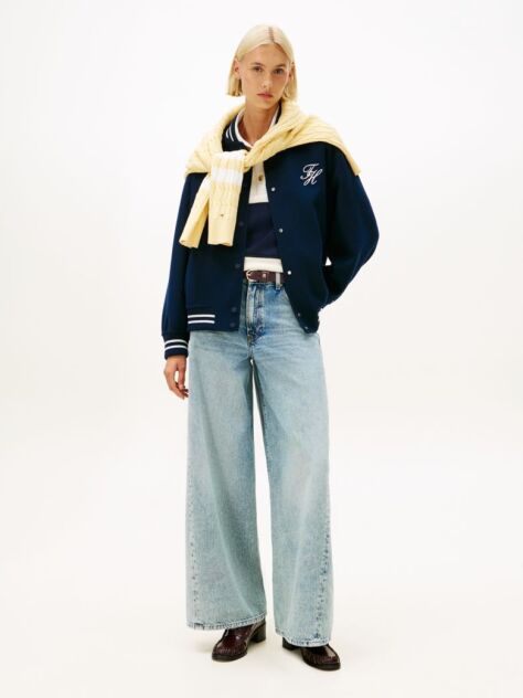 Blue Blugi Twist '70s Cu Talie Inalta Si Croiala Wide  Femei
