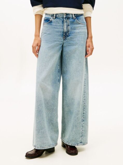 Blue Blugi Twist '70s Cu Talie Inalta Si Croiala Wide  Femei