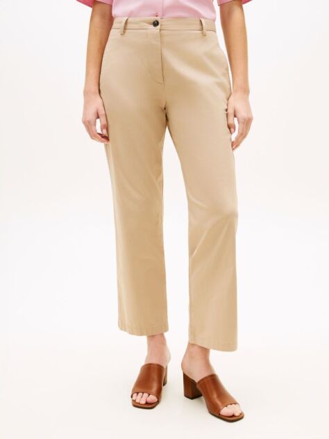 Bej Pantaloni Chino Slim Cu Croiala Dreapta  Femei