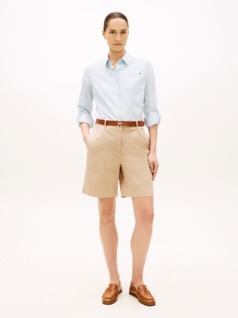 Bej Pantaloni Scurti Chino Spalati Cu Croiala Regular  Femei
