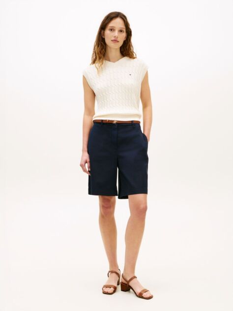 Blue Pantaloni Scurti Chino Spalati Cu Croiala Regular  Femei