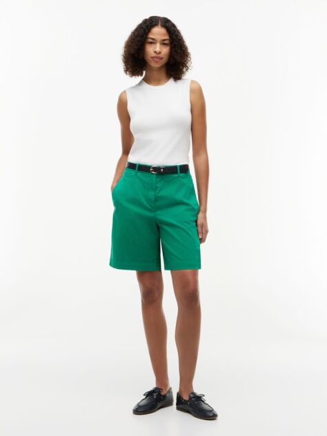 Verde Pantaloni Scurti Chino Spalati Cu Croiala Regular  Femei