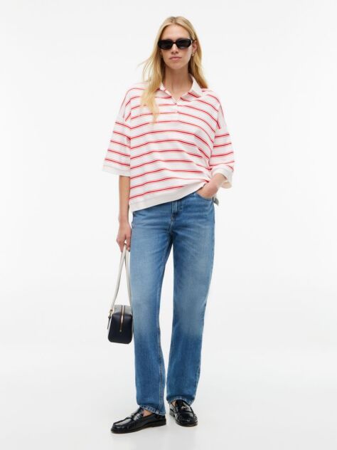 Multi Oversized Fit Stripe Polo Shirt  Women