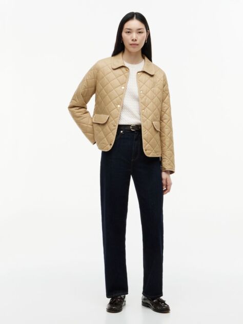 Beige Padded Slim Quilted Jacket  Women