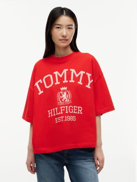 Red Crest Relaxed Oversized T-Shirt  Women
