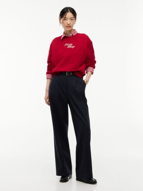 Rosu Bluza De Trening Din Terry Cu Croiala Lejera Si Logo  Femei