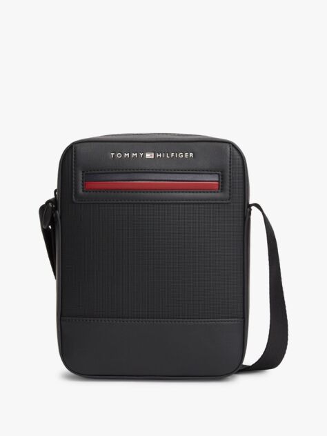 Negru Geanta Reporter Crossbody Cu Logo Metalic  Barbati