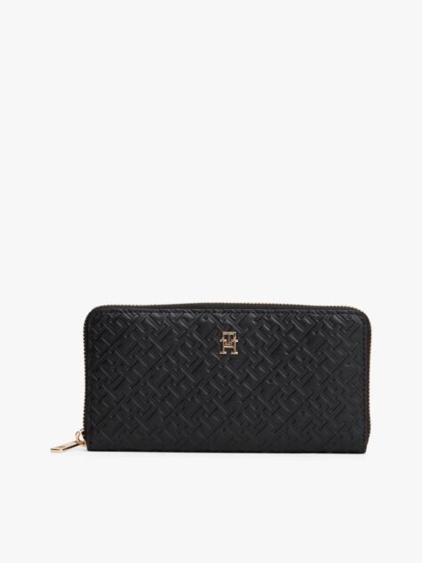 Negru TH Monogram Portofel Cu Fermoar  Femei