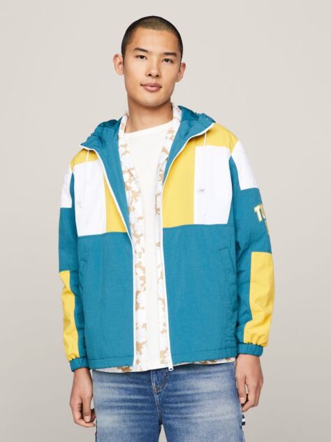 Multi Colour-Blocked Padded Hooded Windbreaker  Men