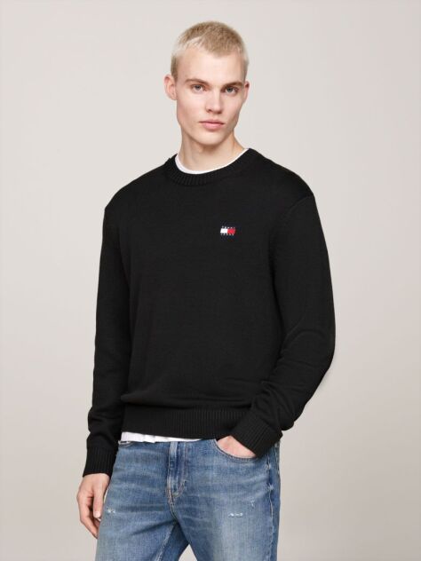 Black Tommy Badge Jumper With Wool  Men