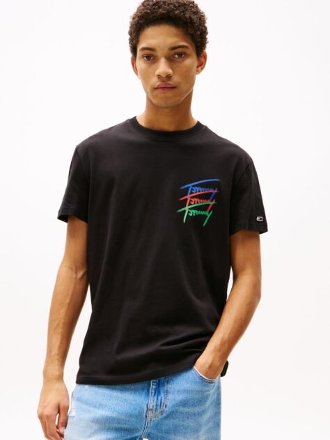 Negru Tricou Cu Grafic Logo Pe Spate  Barbati