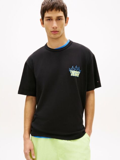 Black Bubble Logo Textured Jersey Relaxed T-Shirt  Men