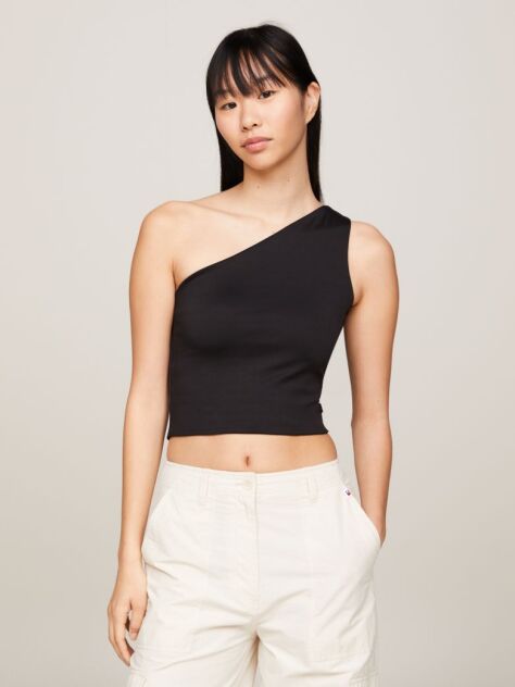 Black Asymmetrical Cropped Tank Top  Women
