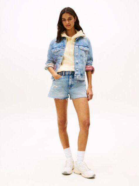Denim Pantaloni Scurti Slim Din Jeansi Cu Detalii De Tip Patchwork  Femei