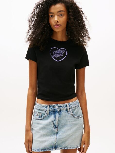Negru Tricou Slim Cu Grafica  Femei